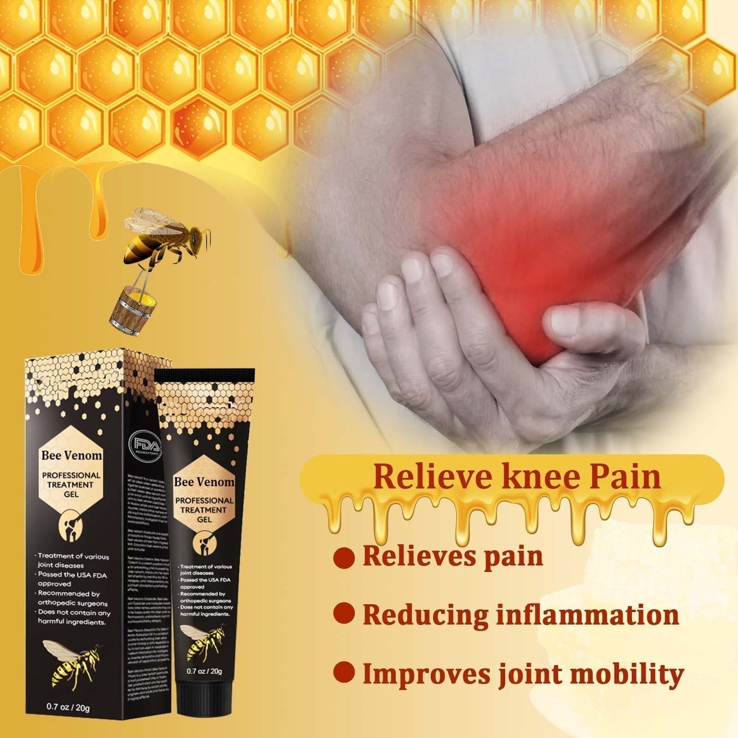 ❀🐝🍯🌈LAOZIKTM New Zealand Bee Venom Joint Relief Gel