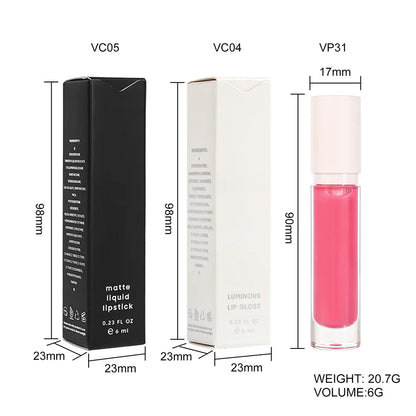 Lip Gloss Private Label Pigment Long Lasting Waterproof White Cap Round Tube Glossy Cosmetics Custom Logo Wholesale Cruelty Free