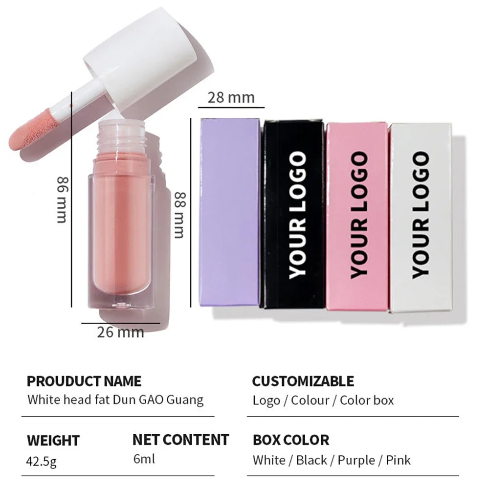 Private Label 6ml Lip Gloss Custom Logo Pigment Long Lasting Glossy Color Changing Non-stick Makeup White Lid Transparent Tube