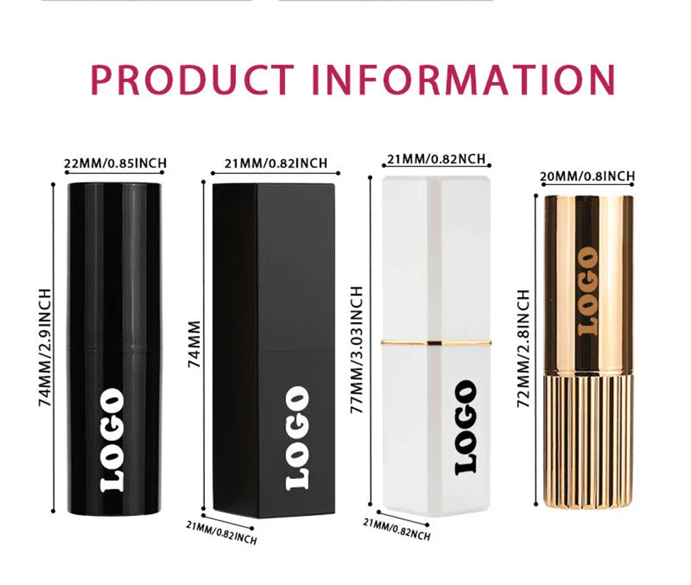 Lipstick Private Label Pigment Waterproof Long Lasting Non-stick Matte Makeup Custom Logo Bulk Cruelty Free White Square Tube